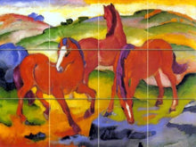Load image into Gallery viewer, Tile Mural Red Horses by Marc Franz Kitchen Bathroom Shower Wall Backsplash Splashback 4x3 4.25&quot; Ceramic, Matte
