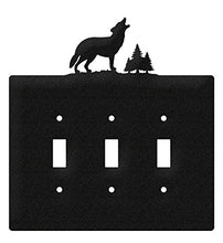 Load image into Gallery viewer, SWEN Products Wolf Metal Wall Plate Cover (Triple Switch, Black)
