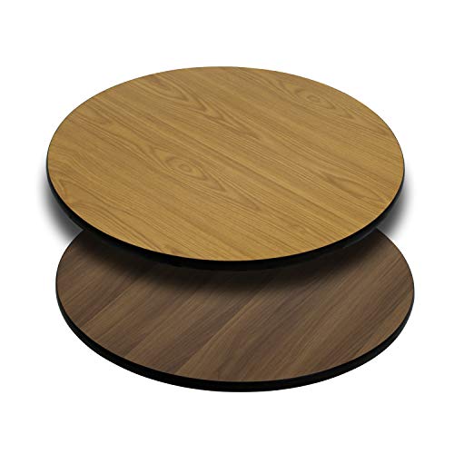 Flash Furniture 36'' Round Table Top with Natural or Walnut Reversible Laminate Top