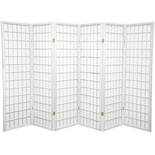 Load image into Gallery viewer, Oriental Furniture 5 ft. Tall Window Pane Shoji Screen - White - 6 Panels
