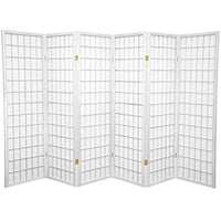 Oriental Furniture 5 ft. Tall Window Pane Shoji Screen - White - 6 Panels