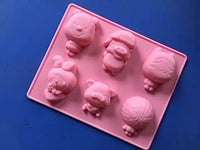 Creativemoldstore 1pcs 6-Cartoon Animals(HY1-201) Silicone Cake/Jelly/Pudding Baking Pan DIY Mold