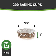 Load image into Gallery viewer, Panificio Premium 3.2 Inch, 4 Ounce Baking Cups: Regular-Ridged Round Paper Baking Cups Perfect for Muffins, Cupcakes or Mini Snacks - Brown Chocolate Wisp Print Design - Disposable - 200ct Box
