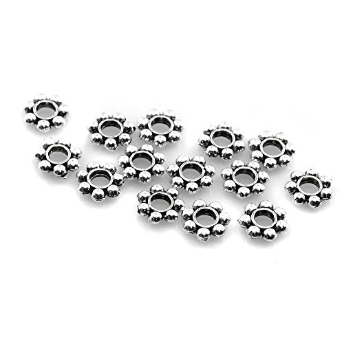 BSI - Antique Silver Daisy Spacer Metal Beads ~ Jewelry-makings (6mm 100pcs)