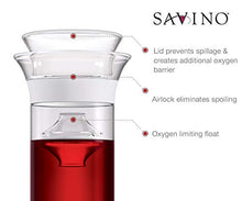 Load image into Gallery viewer, Savino Wine Preserver, Keeps Red and White Wine Fresh Up to 7 Days, Ultimate Luxury Wine Saver Decanter, Wine gifts, BPA Free, Airtight, Shatter-Proof, and Dishwasher Safe, Made in the USA, 750 ml
