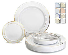 Load image into Gallery viewer, &quot; Occasions &quot; 600 Pcs Set &amp; 120 Guest Wedding Disposable Plastic Plate &amp; Silverware Combo Set (White

