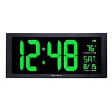 Load image into Gallery viewer, AcuRite 76101M Oversized LED Clock with Indoor Temperature, Date and Fold-Out Stand, 18&quot;, Green
