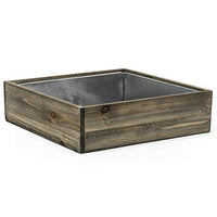 CYS EXCEL Wood Square Planter Box with Removable Zinc Metal Liner (H:4