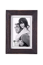 Load image into Gallery viewer, Malden International Designs Real Glass Wide Wood Molding Picture Frame, 4x6, Rough Black

