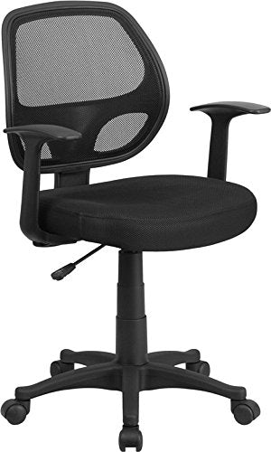 Offex Mid Back Black Mesh Swivel Task Chair with Arms [LF-W-118A-BK-GG]