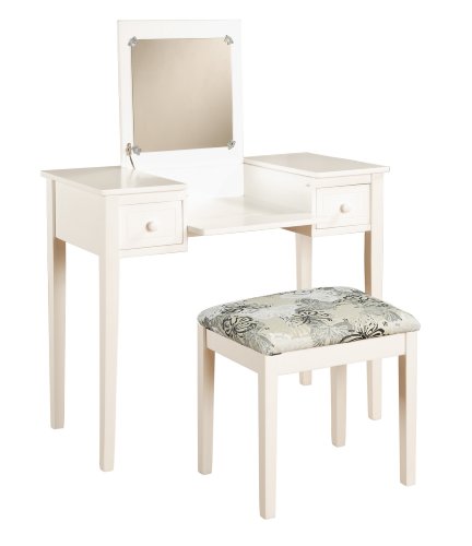 Linon Home Decor Vanity Set Butterfly Bench, White