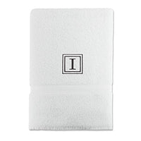 Luxor Linens 100% Egyptian Cotton Bath Towel, Oversized, Black Monogrammed Letter I, White