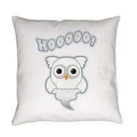 Truly Teague Burlap Suede or Woven Throw Pillow Spooky Little Ghost Owl - Outdoor, 16 Inch