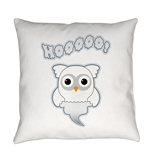 Truly Teague Burlap Suede or Woven Throw Pillow Spooky Little Ghost Owl - Woven, 14 Inch
