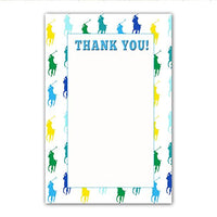 30 Blank Thank You Cards Green Blue Yellow Polo Design Baby Boy Shower Birthday Party + 30 White Envelopes