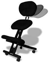 Load image into Gallery viewer, CINIUS Professional Ergonomic Wooden Height-Adjustable Kneeling Chair with Backrest Support and Non-deformable Cushions. Black
