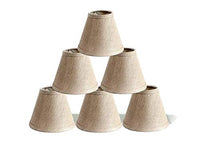 Urbanest Pure Linen Chandelier Lamp Shades, 6-inch, Hardback Clip On, Oatmeal(Set of 6)