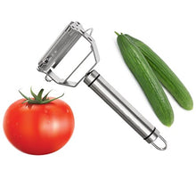 Load image into Gallery viewer, 2 in 1 Stainless Steel Tomato Peeler Multifunctional Julienne Slicer Cutter Potato Carrot Vegetable Grater With Serrated Blade Easy Peel Tomato Soft Skin Kitchen Accessories
