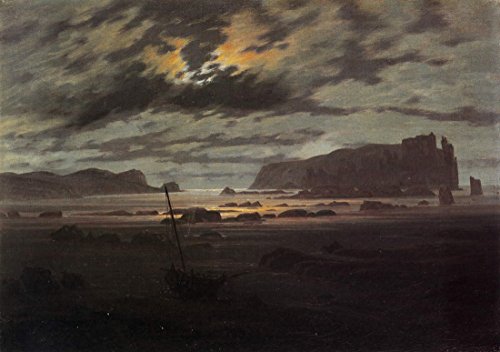 The North Sea in Moonlight by Caspar David Friedrich. 100% Hand Painted. Oil On Canvas. High Quality Reproduction (Unframed and Unstretched). Painting Size 52x37 inch.