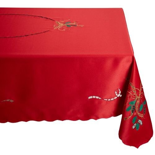 Lenox Holiday Nouveau Tablecloth, 60 by 102-Inch Oblong/Rectangle, Red