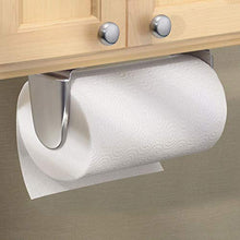 Load image into Gallery viewer, mDesign Metal Wall Mount Paper Towel Holder &amp; Dispenser, Mounts to Walls or Under Cabinets - for Kitchen, Pantry, Utility Room, Laundry and Garage Storage - Holds Jumbo Rolls - Brushed
