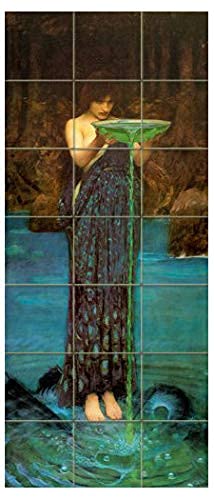 Tile Mural Circe Invidiosa by John William Waterhouse - Art Kitchen Bathroom Shower Wall Backsplash Splashback 3x7 6