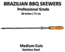 Load image into Gallery viewer, Medium Cuts - Set of 6 Brazilian Skewers for BBQ 28&quot; - Professional Grade
