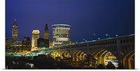 GREATBIGCANVAS Entitled Bridge in a City lit up at Night, Detroit Avenue Bridge, Cleveland, Ohio Poster Print, 72