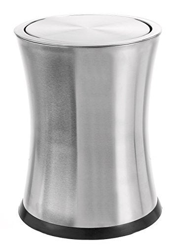 Bennett Swivel-A-Lid Small Trash Can, Stainless Steel Attractive 'Center-Inset' Designed Wastebasket, Modern Home Dcor, Round Shape (Silver)