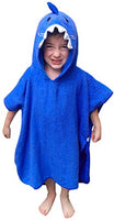 Hudz Kidz Premium Hooded Towel Poncho for Kids & Toddlers, Soft 100% Cotton, Ideal at Bath, Beach, Pool (Blue Shark)