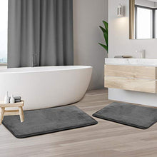 Load image into Gallery viewer, Clara Clark Memory Foam Bath Mat Sets 2 Piece - Non Slip, Absorbent, Soft Bath Rug Set - Fast Drying Washable Bath Mat -, Gray - Large and Small Sizes
