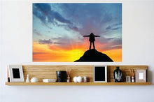 Load image into Gallery viewer, Decals - Sunset Beautiful Sky HillMountain Person Girl Boy Bedroom Bathroom Living Room Picture Art Mural Size 24 Inches X 48 Inches - Vinyl Wall Sticker - 22 Colors Available
