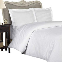 1200-Thread-Count Egyptian Cotton 4pc Bed 1200TC Sheet Set, Full, White Damask Stripe 1200 TC