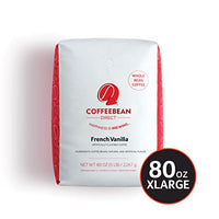 Coffee Bean Direct French Vanilla Flavored, Whole Bean Coffee, 5-Pound Bag