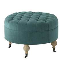 Load image into Gallery viewer, Safavieh Home Collection Clara Marine Round Tufted Ottoman
