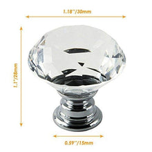 Load image into Gallery viewer, IQUALITE IQ_01 12pcs Diamond Shape Crystal Glass 30mm Knob Pull Handle Usd for Cabinet, Drawer, Clear
