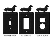 Load image into Gallery viewer, SWEN Products Long Hair Dachshund Metal Wall Plate Cover (Single Switch, Black)
