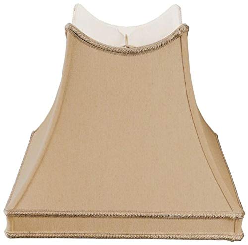 Royal Designs Curved Top Square Bell with Bottom Gallery Designer Lamp Shade, Antique Gold, 7 x 14 x 13