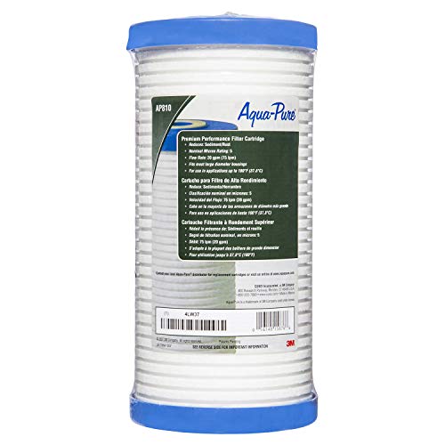 3M Aqua-Pure Whole House Replacement Water Filter AP810, For Aqua-Pure AP801, AP801-C, AP801T and AP801B, Sediment, Solid Particles like Dirt and Sand