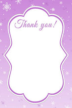 Load image into Gallery viewer, 30 Winter Snowflake Purple Blank Thank You Cards Bridal Wedding Shower Birthday Party Baby Girl Shower + 30 White Envelopes
