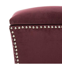 Load image into Gallery viewer, Safavieh Home Collection Deidra Bordeaux with Silver Nailhead Trim Ottoman
