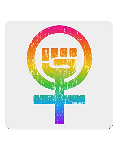 TOOLOUD Rainbow Distressed Feminism Symbol 4x4 Square Sticker - 4 Pack