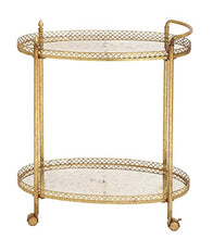 Load image into Gallery viewer, Deco 79 Metal Oval Bar Cart with Lockable Wheels, 30&quot; x 16&quot; x 35&quot;, Gold
