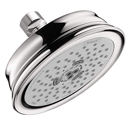 hansgrohe Croma 100 Classic 5-inch Showerhead Easy Install Classic 3-Spray Full, Pulsating Massage, Intense Turbo Easy Clean with QuickClean in Chrome, 04070000,Small