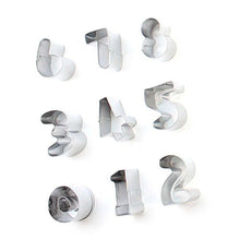 Load image into Gallery viewer, 12 Pieces Biscuit Cookie Cutter Numbers 0-8 Metal Jelly Gingerbread Molds
