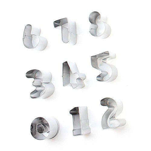 12 Pieces Biscuit Cookie Cutter Numbers 0-8 Metal Jelly Gingerbread Molds