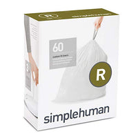 simplehuman Code R Custom Fit Drawstring Trash Bags, 10 Liter / 2.6 Gallon, 3 Refill Packs (60 Count)