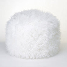 Load image into Gallery viewer, Fuzzy White Ottoman Pouf

