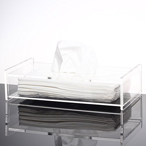 Tissue Box Rectangular Transparent Acrylic Facial Cover Holder Clear Napkin Organizer for Bathroom, Kitchen, Office