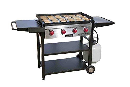 Camp Chef Flat Top Grill, True Seasoned Griddle Surface, Four 12,000 BTUs/Hr. stainless steel Burners